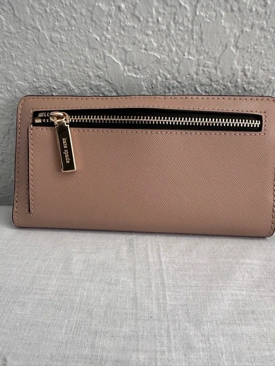 Kate Spade New York Saffiano Leather Wallet Black Blush Bifold Snap Zip Womens - Picture 3 of 9